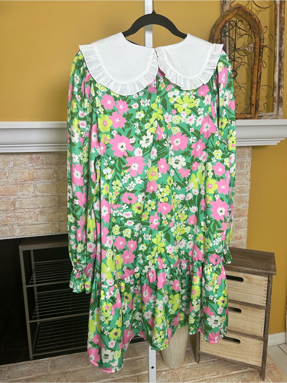 Twisted Wonder London Floral Peter Pan Collar Smock Mini Dress US 6 #136 - Picture 9 of 13